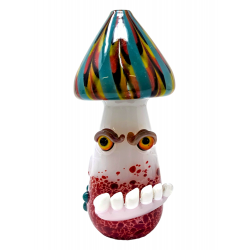 4.3" Mushroom Design Glass Hand Pipe - [WSG824]